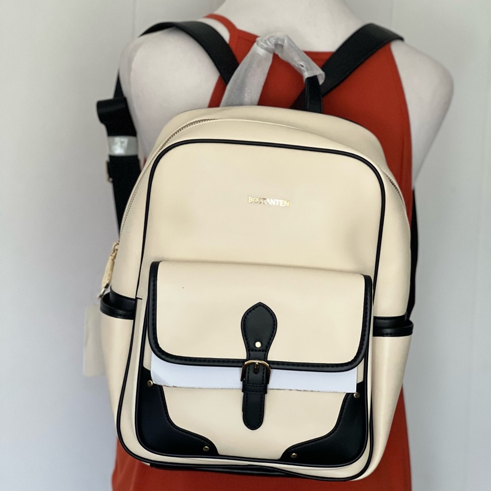 NWT Elegant Bostanten Cream and Black Women's Backpack or Laptop Bag